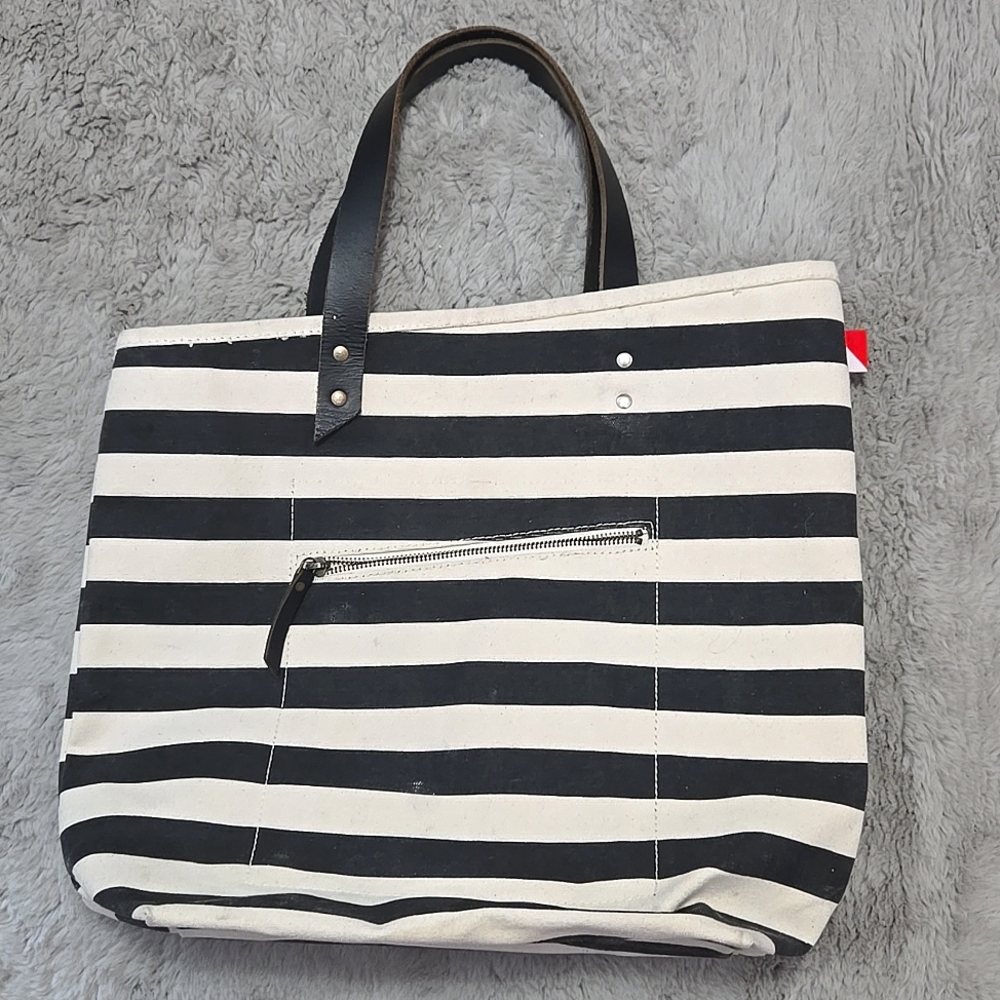 Shorebags stripes large canvas tote bag